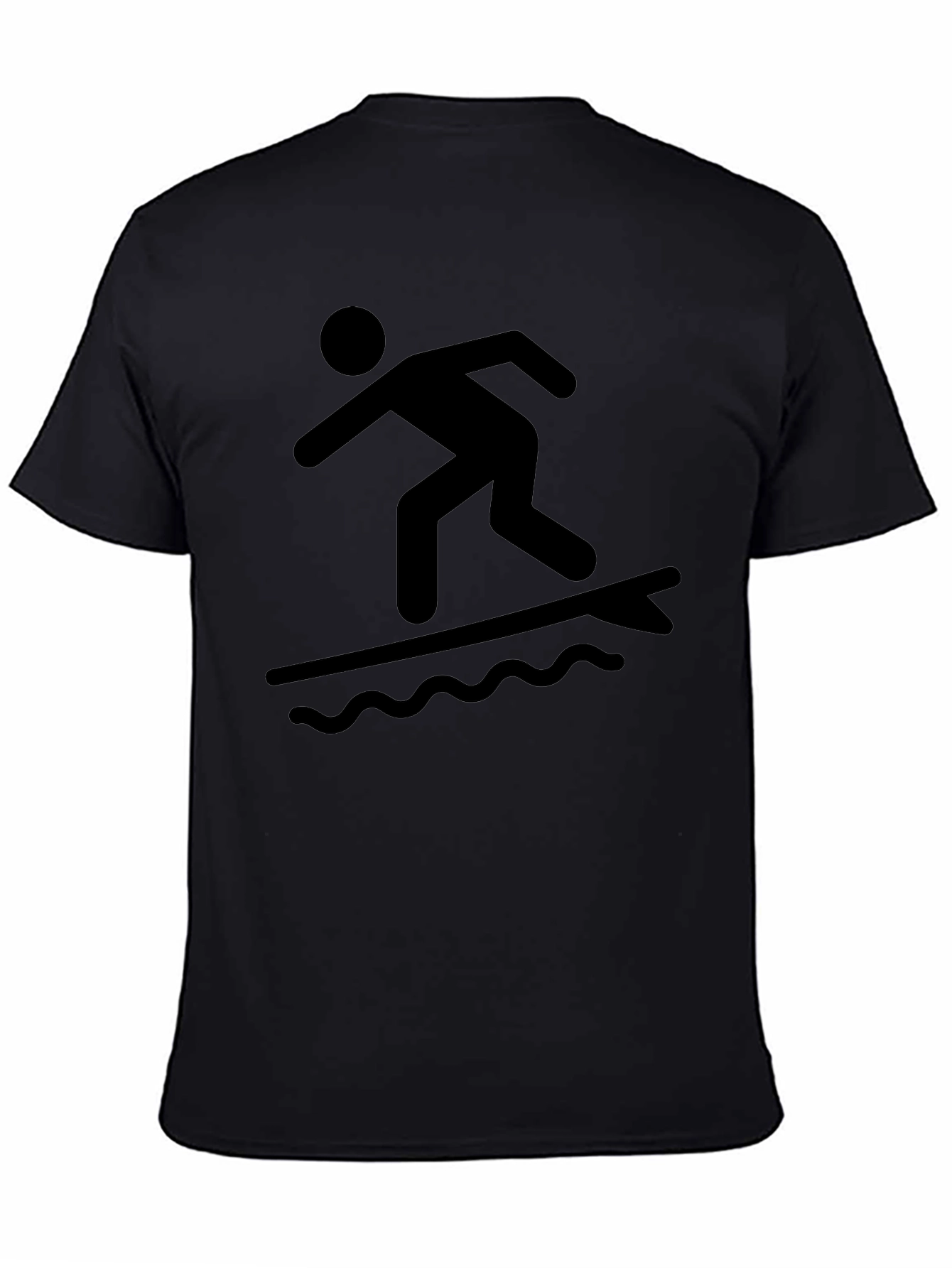 Surfing Stick Figure Black Tee