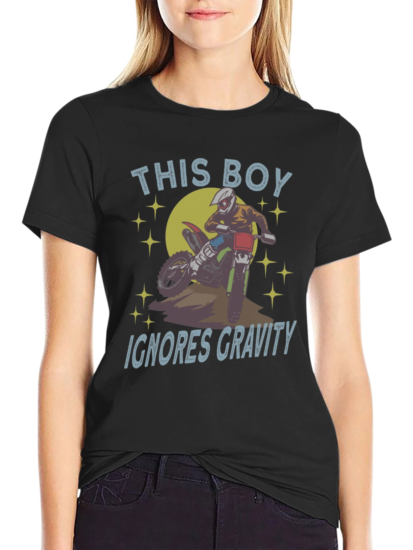 This Boy Ignores Gravity T-Shirt - Motocross Design