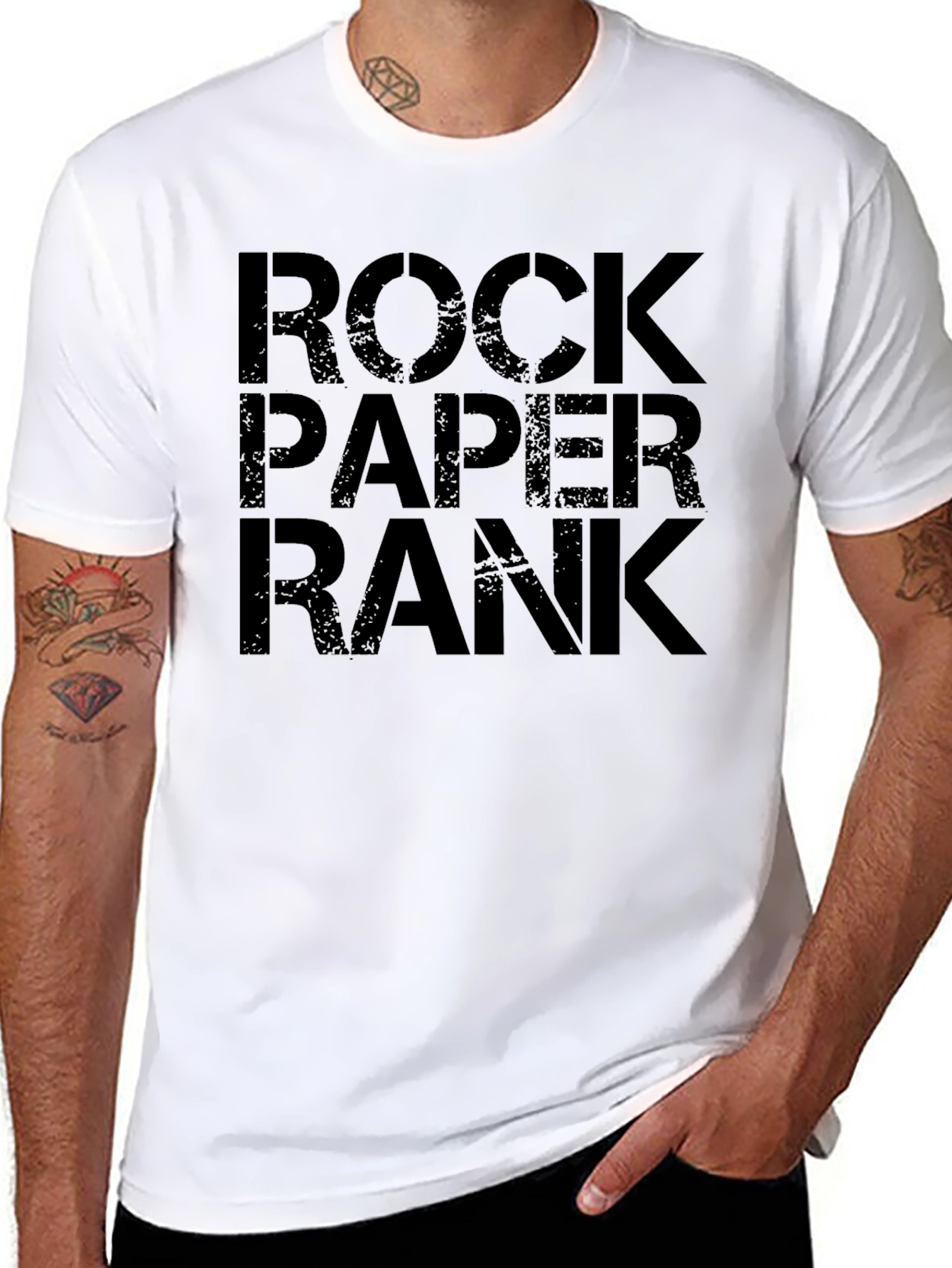 Rock Paper Rank Black Graphic Tee