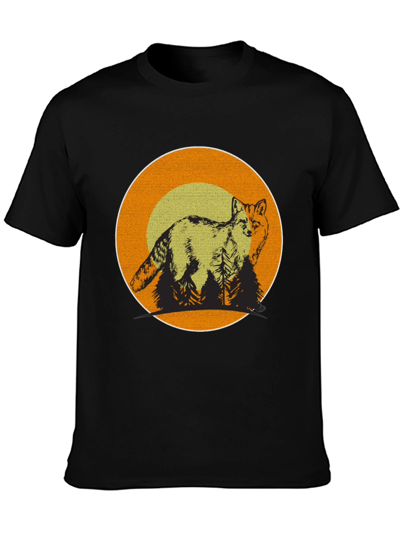 Fox & Forest Graphic Print Black T-Shirt