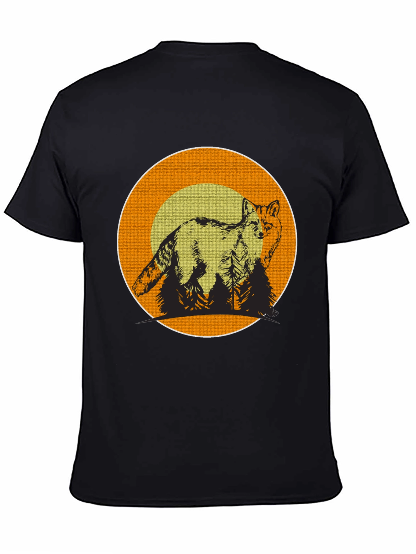 Fox & Forest Graphic Print Black T-Shirt