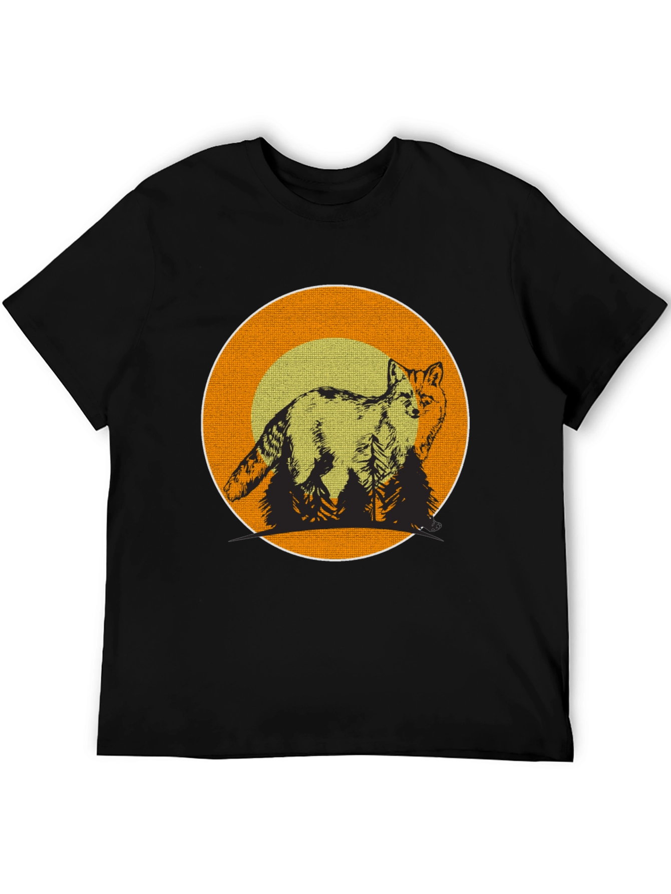 Fox & Forest Graphic Print Black T-Shirt