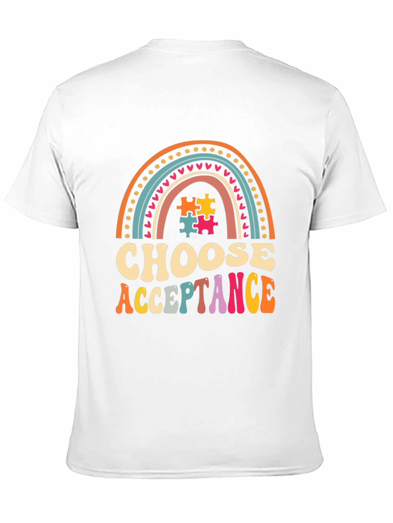 Choose Acceptance T-Shirt - Autism Awareness Rainbow Puzzle