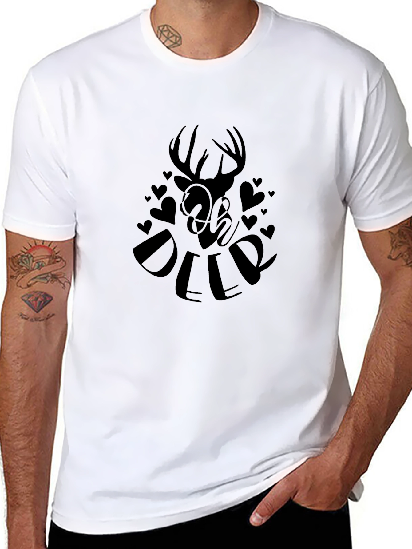 Oh Deer Graphic Tee - Black Cotton T-Shirt