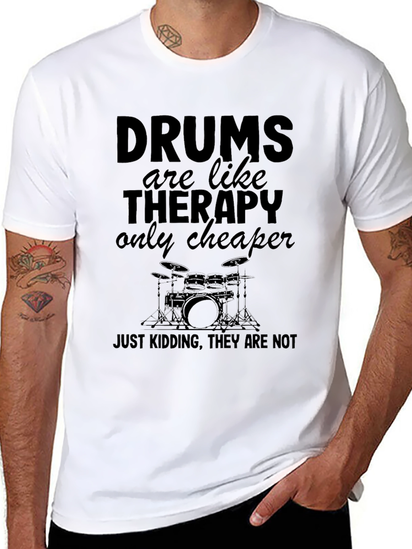 Drums are Like Therapy Mens T-Shirt