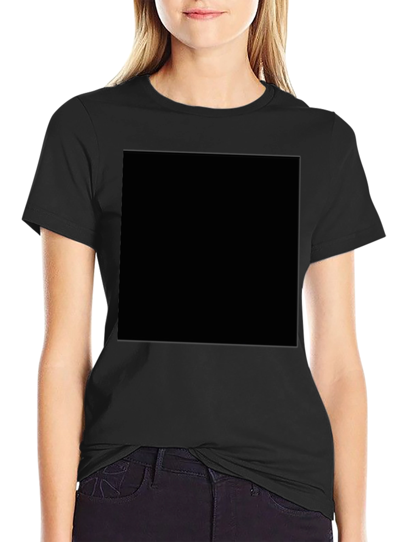 Mens Solid Black Short Sleeve Crew Neck T-Shirt