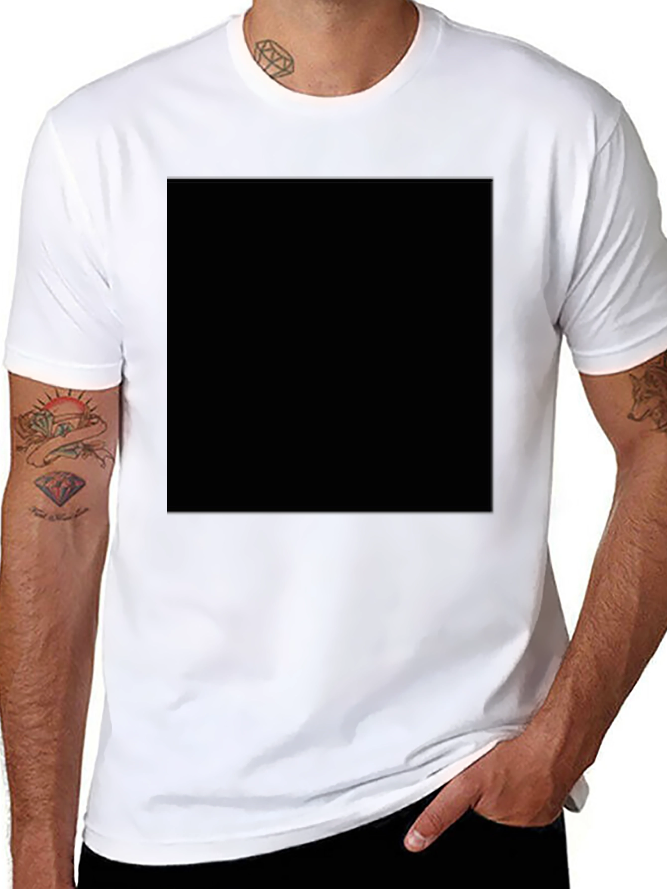 Mens Solid Black Short Sleeve Crew Neck T-Shirt