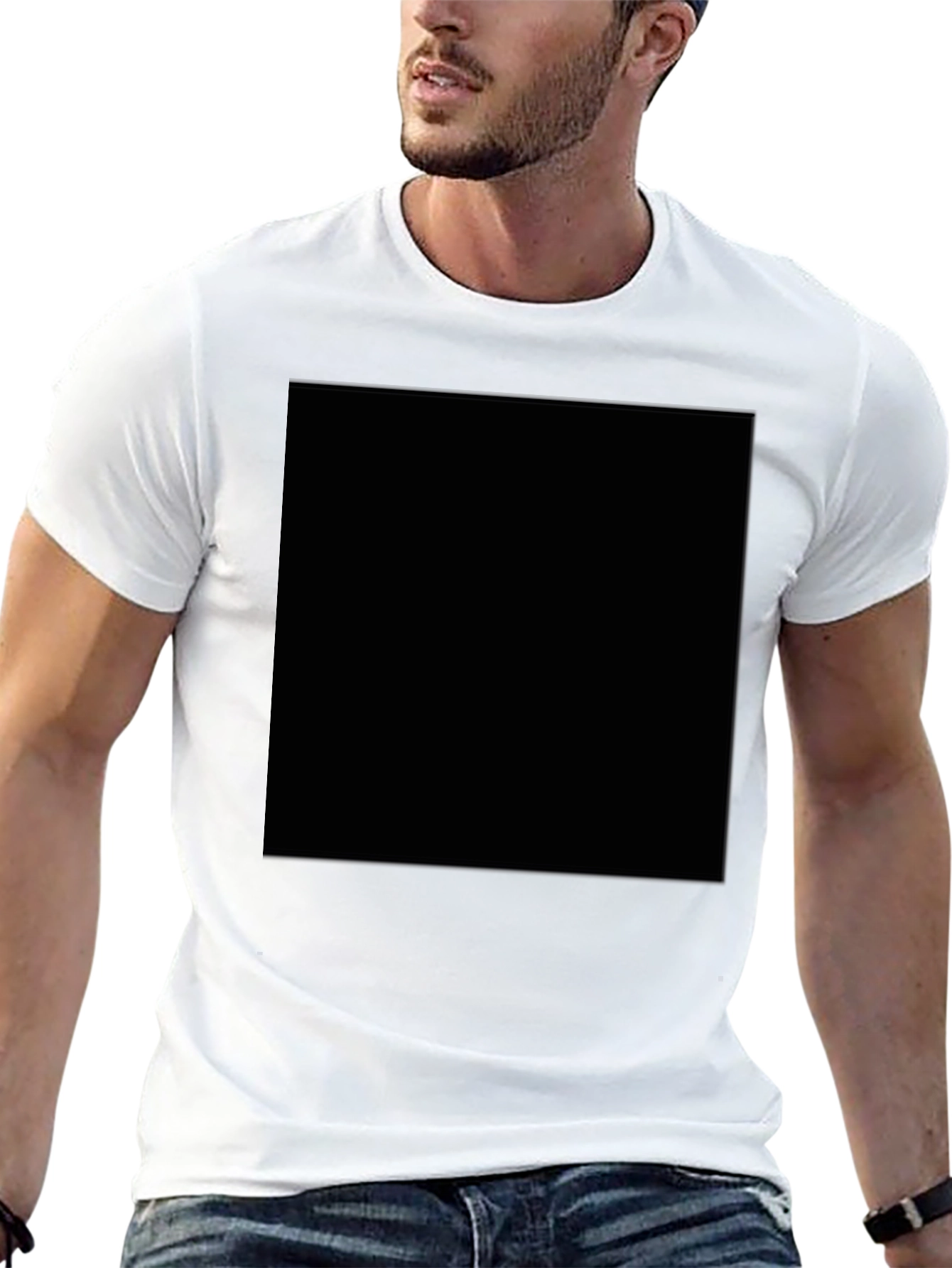 Mens Solid Black Short Sleeve Crew Neck T-Shirt