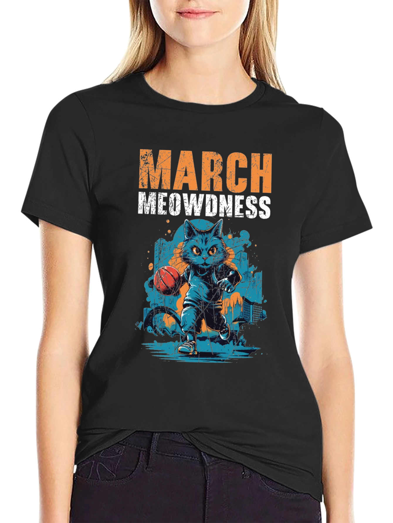March Meowdness Basketball Cat T-Shirt