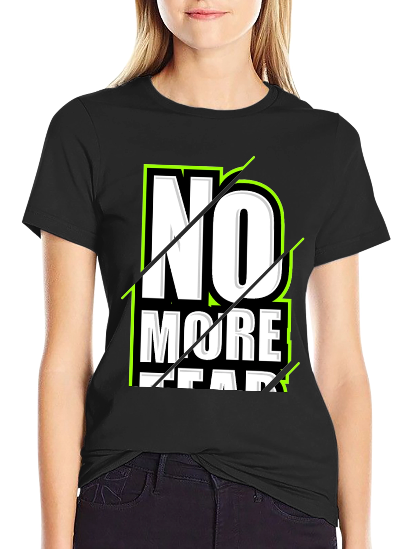 No More Fear Graphic Print Black T-Shirt