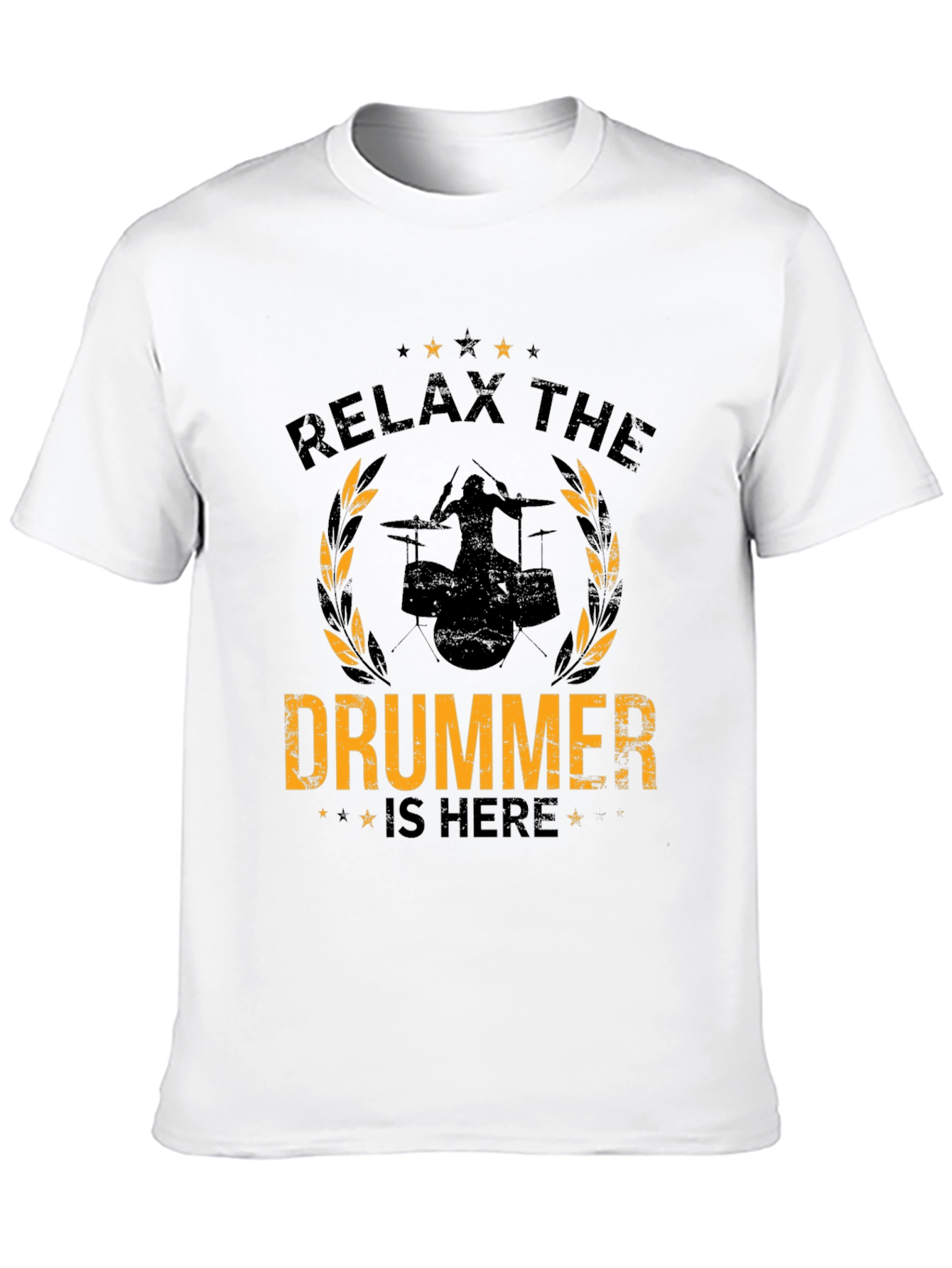 Relax the Drummer is Here Black Graphic Tee