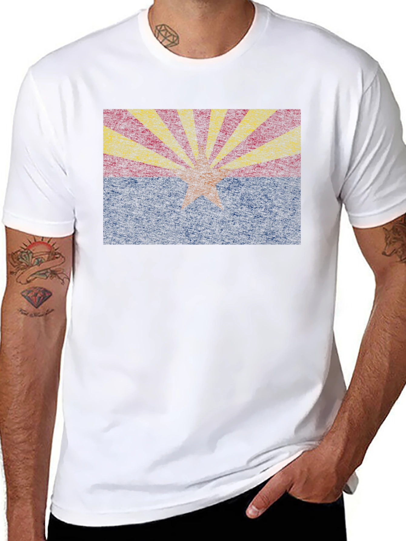 Arizona State Flag Graphic Tee - Black Crewneck