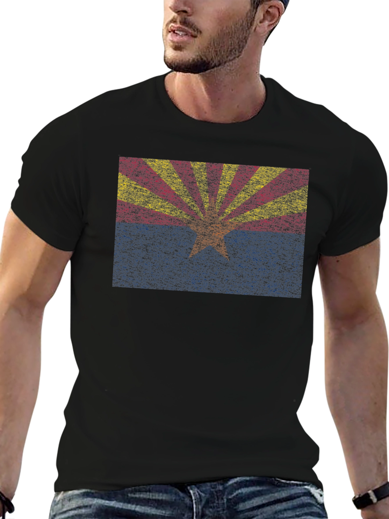 Arizona State Flag Graphic Tee - Black Crewneck