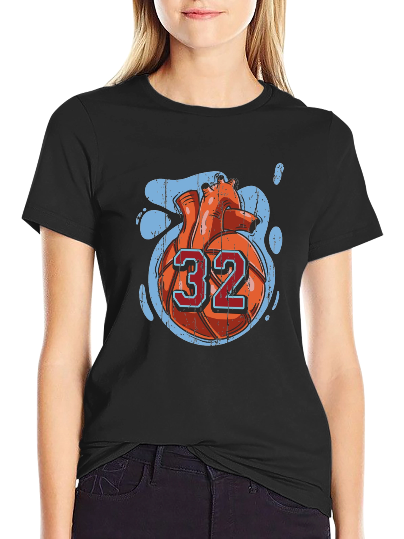 Basketball Heart Number 32 Graphic Tee