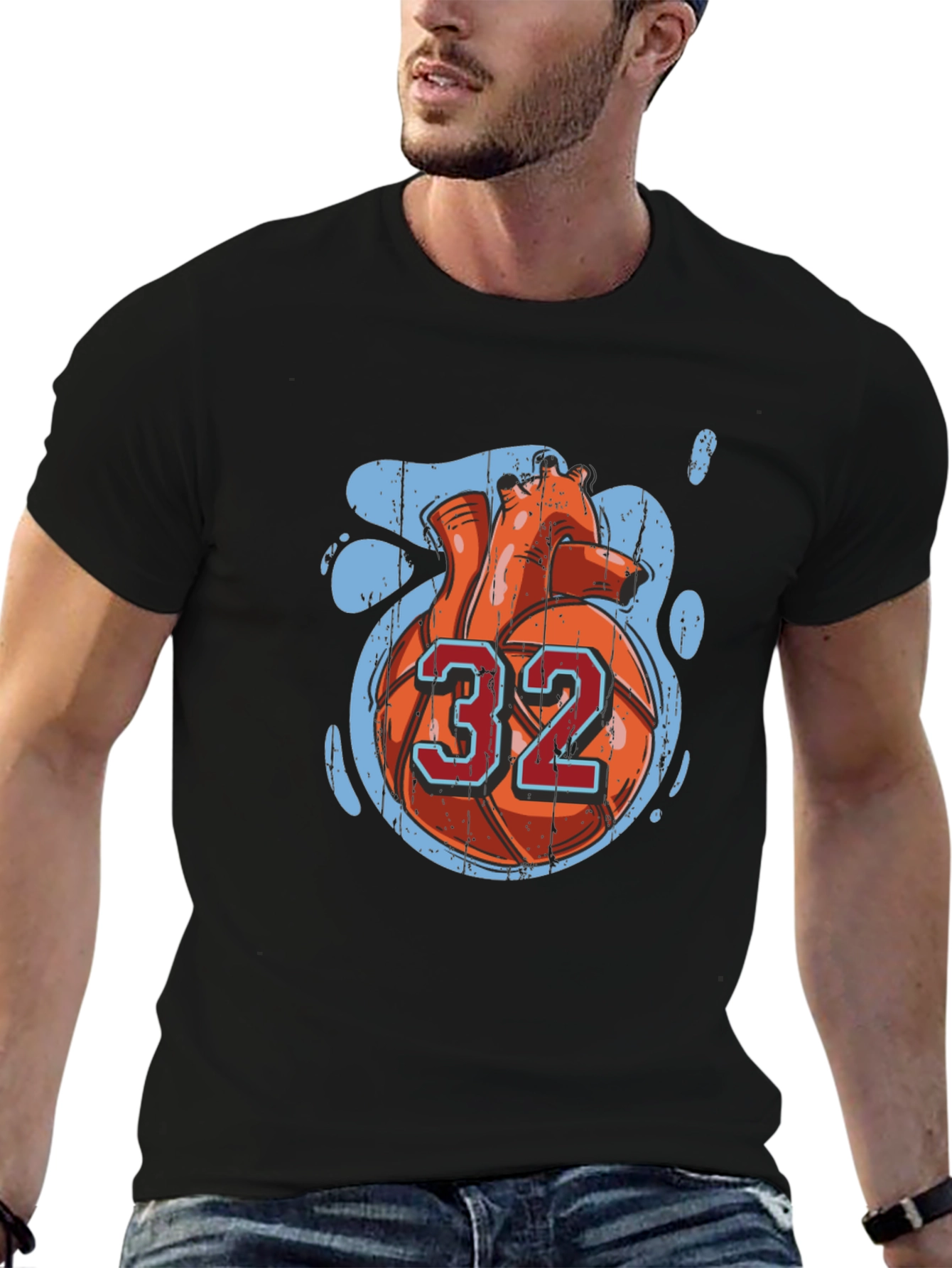 Basketball Heart Number 32 Graphic Tee