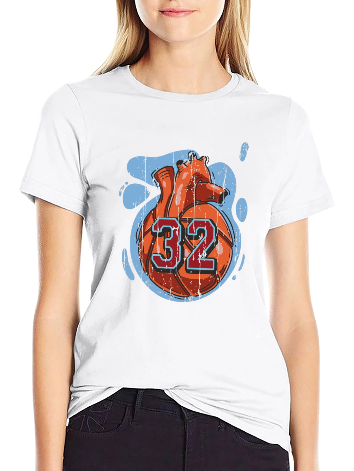 Basketball Heart Number 32 Graphic Tee