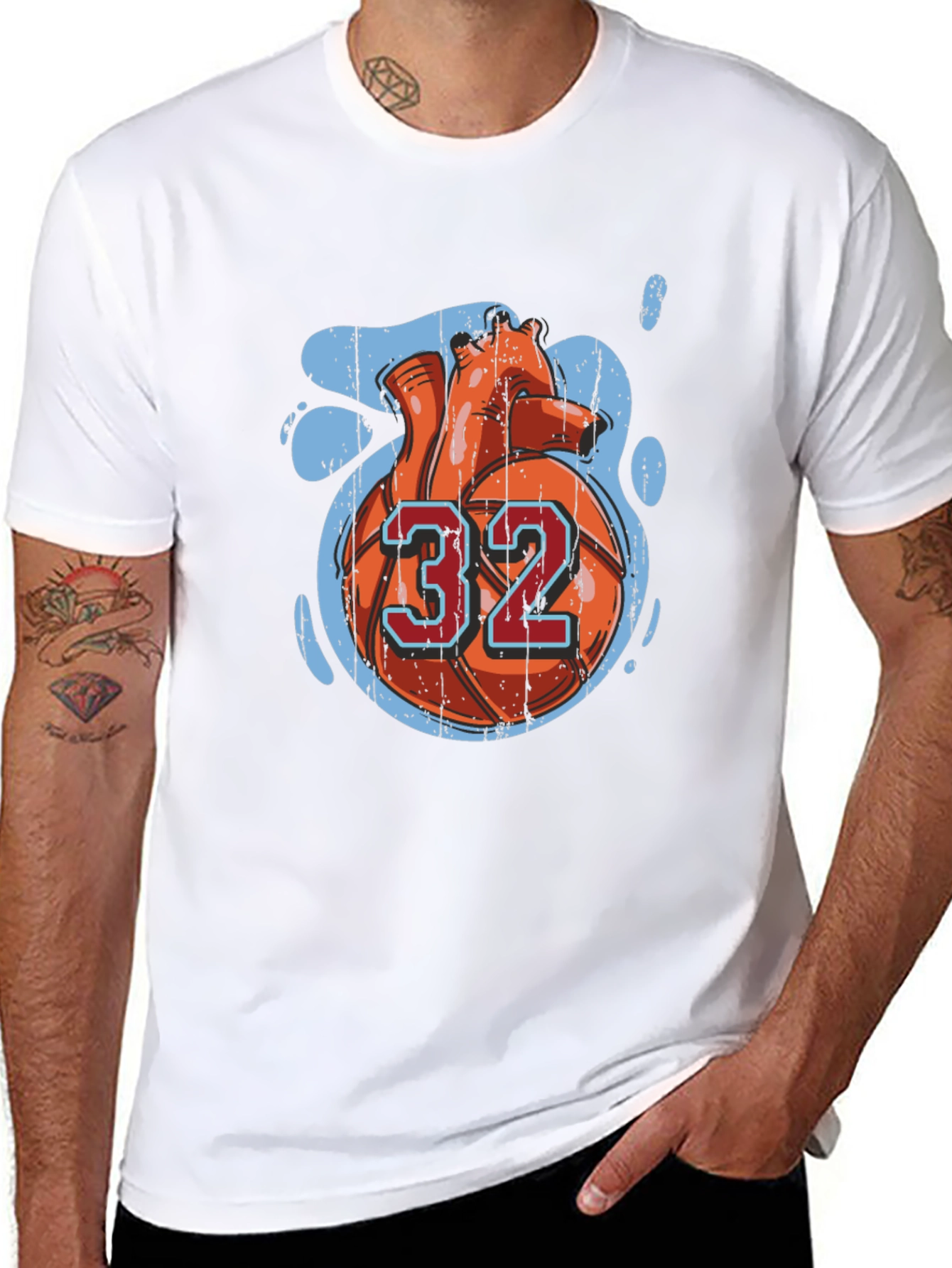 Basketball Heart Number 32 Graphic Tee