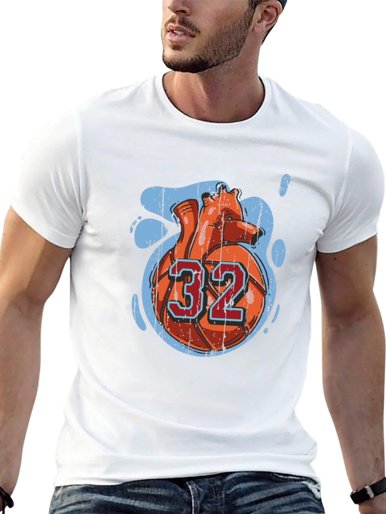 Basketball Heart Number 32 Graphic Tee