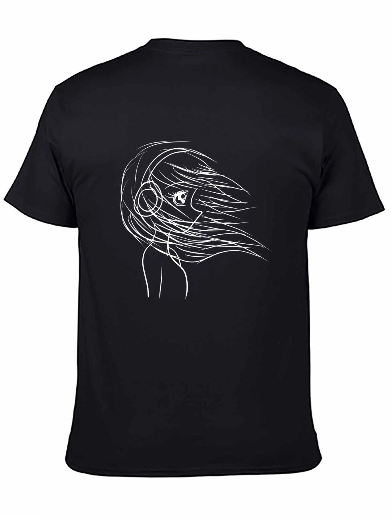 Abstract Anime Girl T-Shirt - Stylish Black Tee