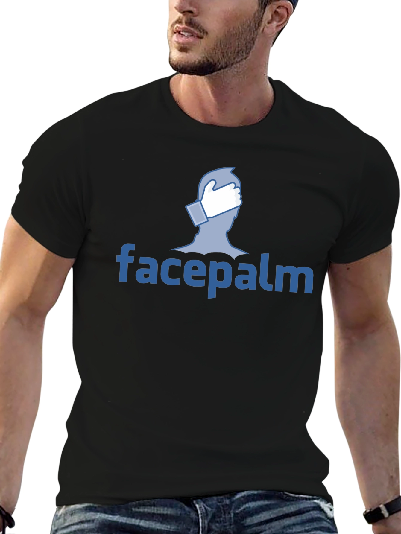 Facepalm Graphic Tee - Black Cotton T-Shirt