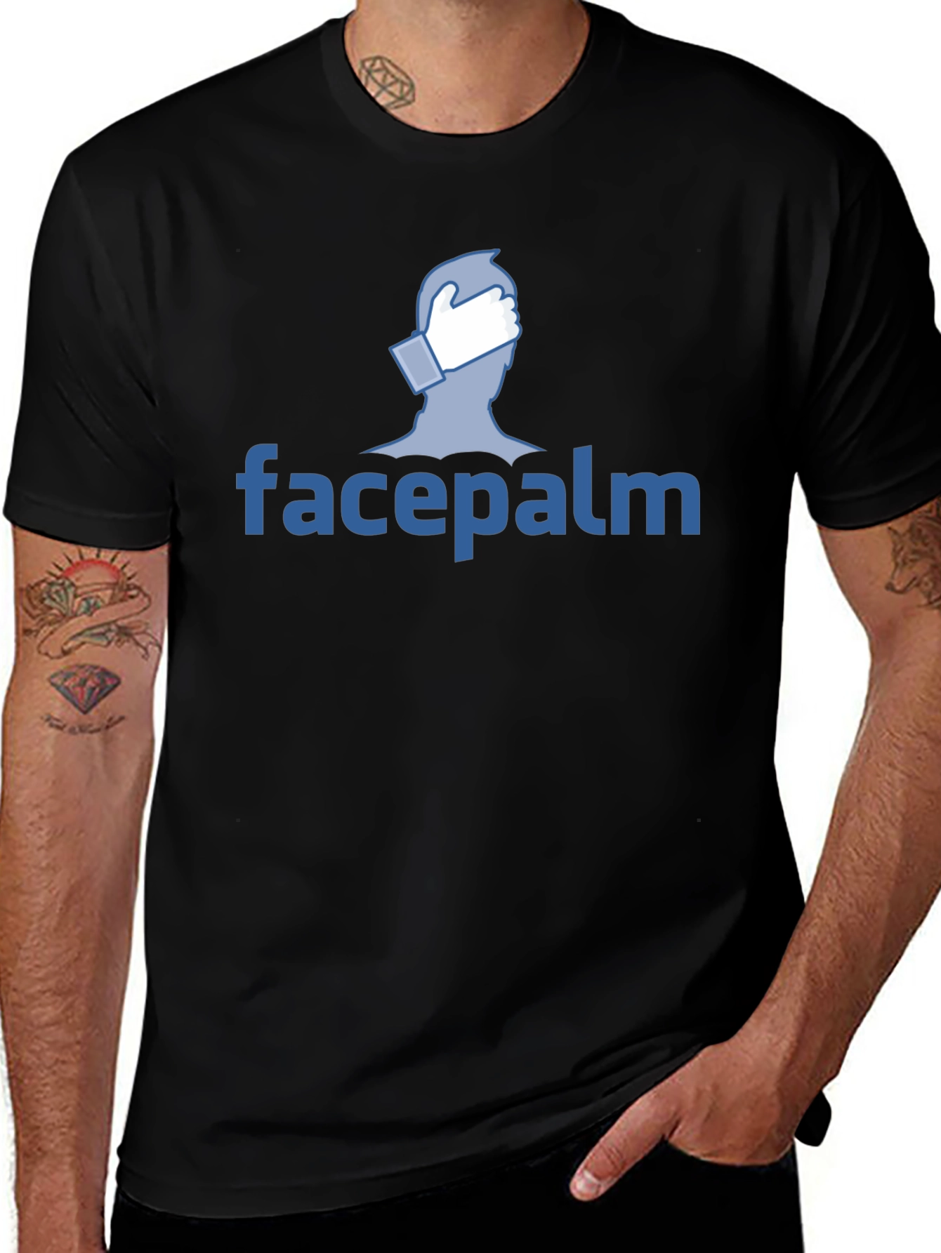 Facepalm Graphic Tee - Black Cotton T-Shirt