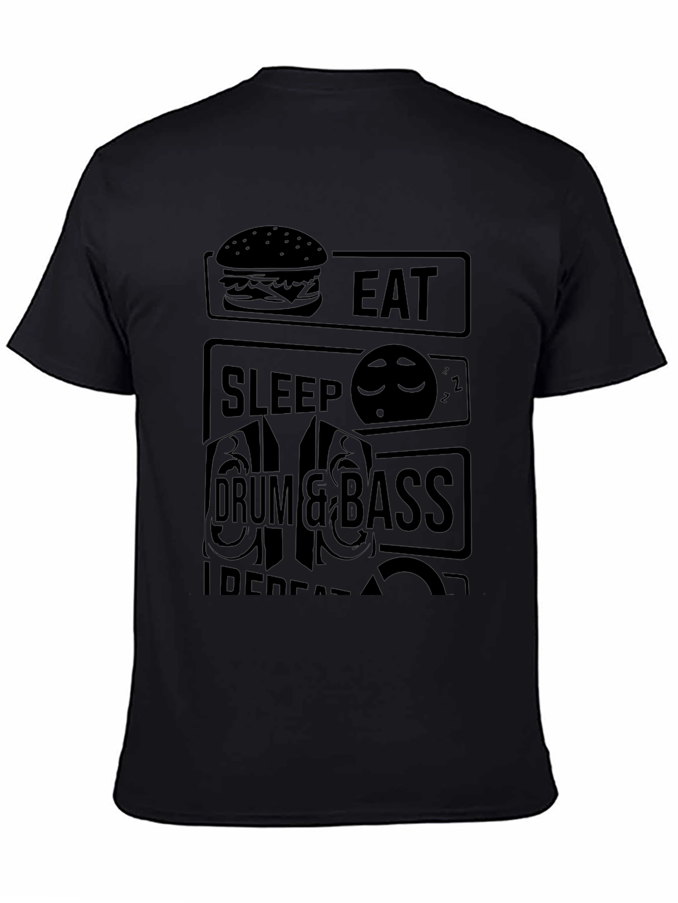 Eat Sleep Drum & Bass Repeat Black T-Shirt