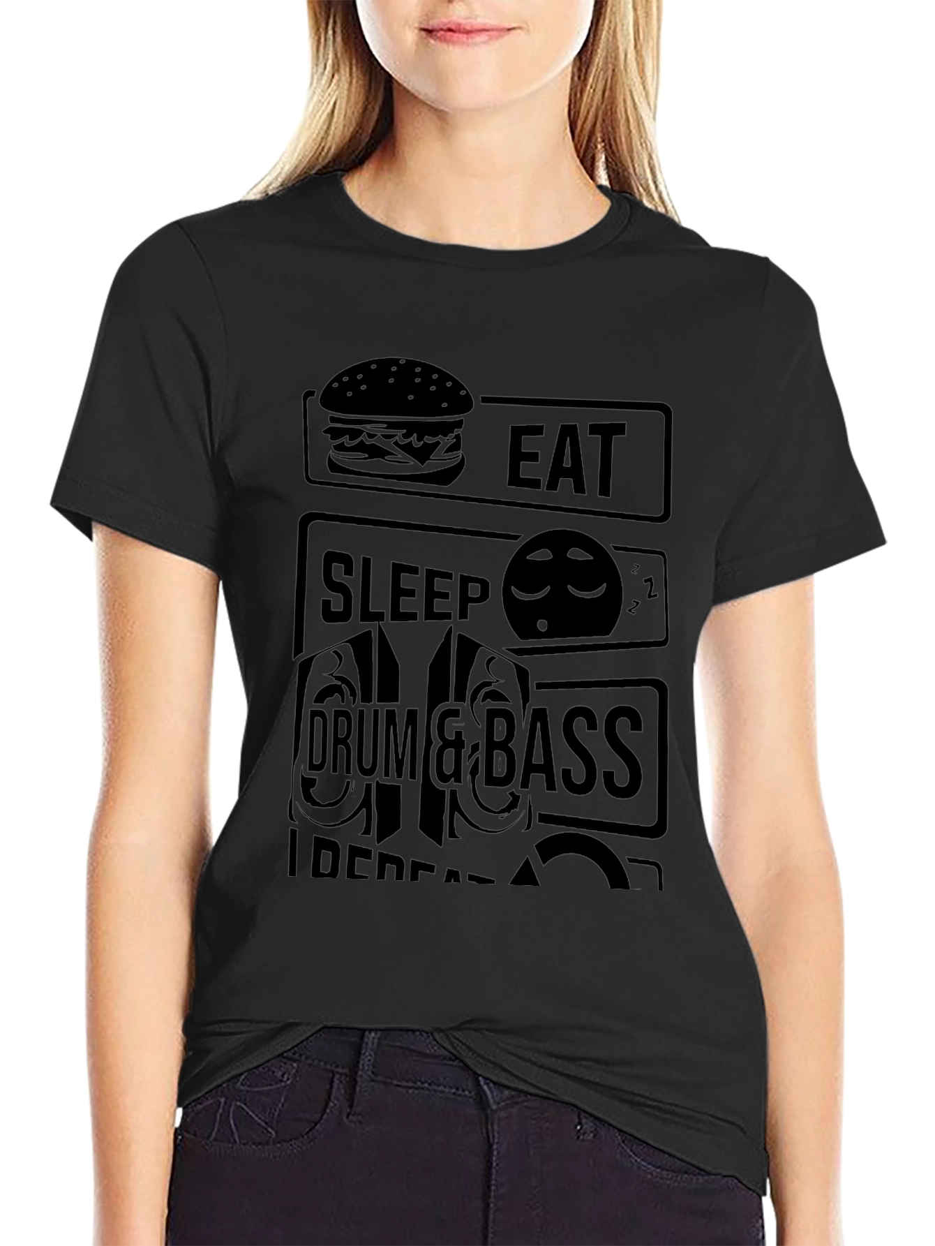 Eat Sleep Drum & Bass Repeat Black T-Shirt