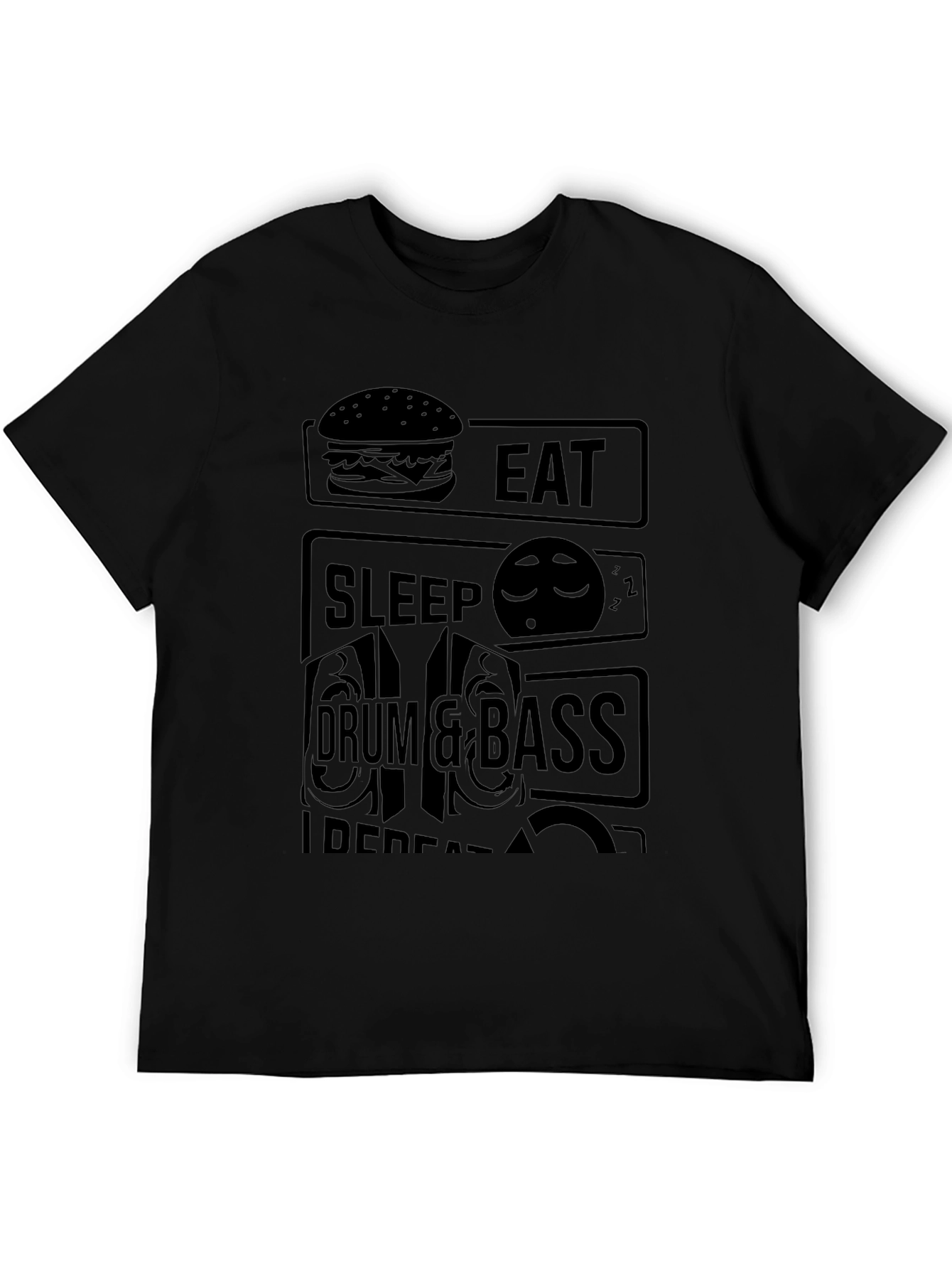 Eat Sleep Drum & Bass Repeat Black T-Shirt