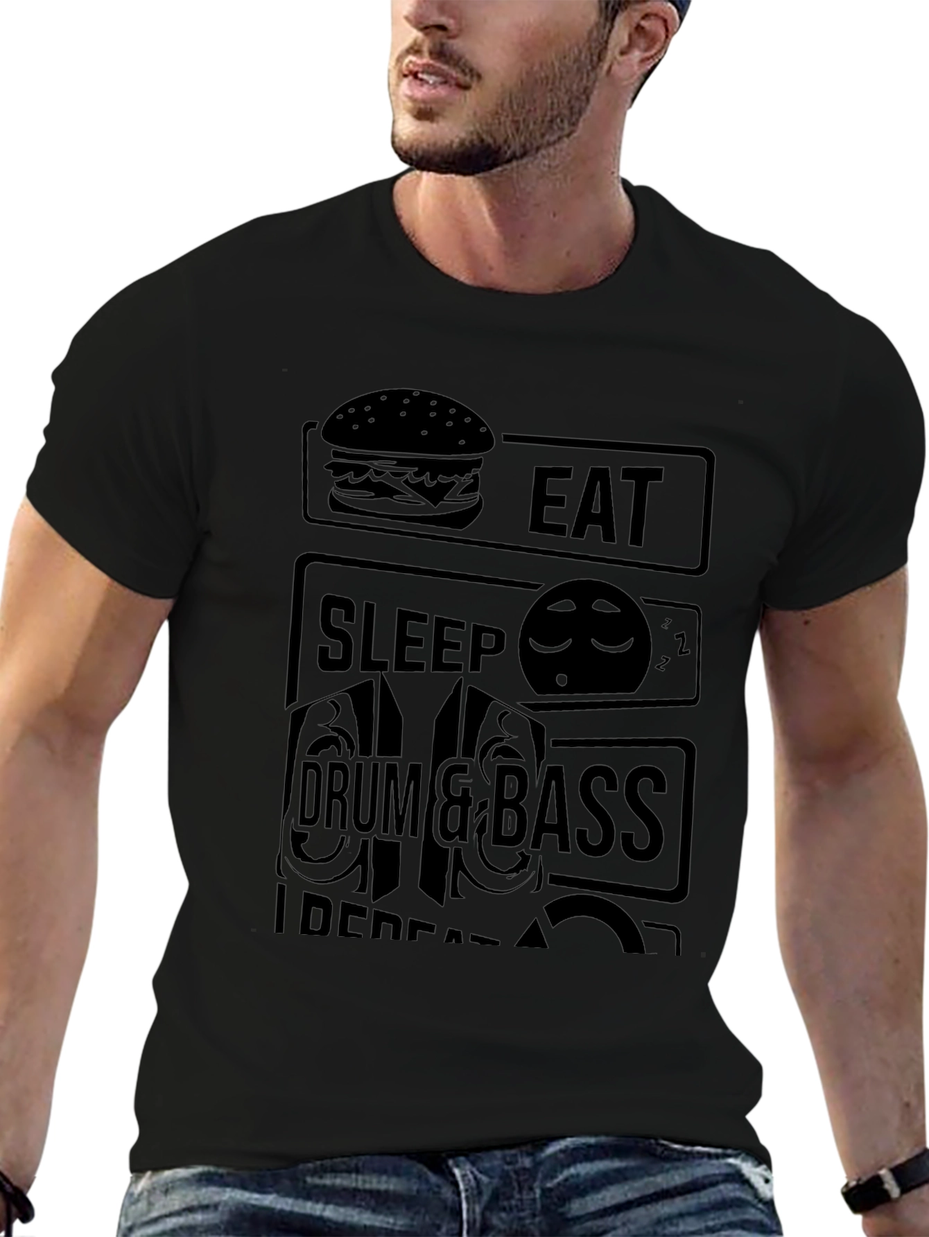 Eat Sleep Drum & Bass Repeat Black T-Shirt