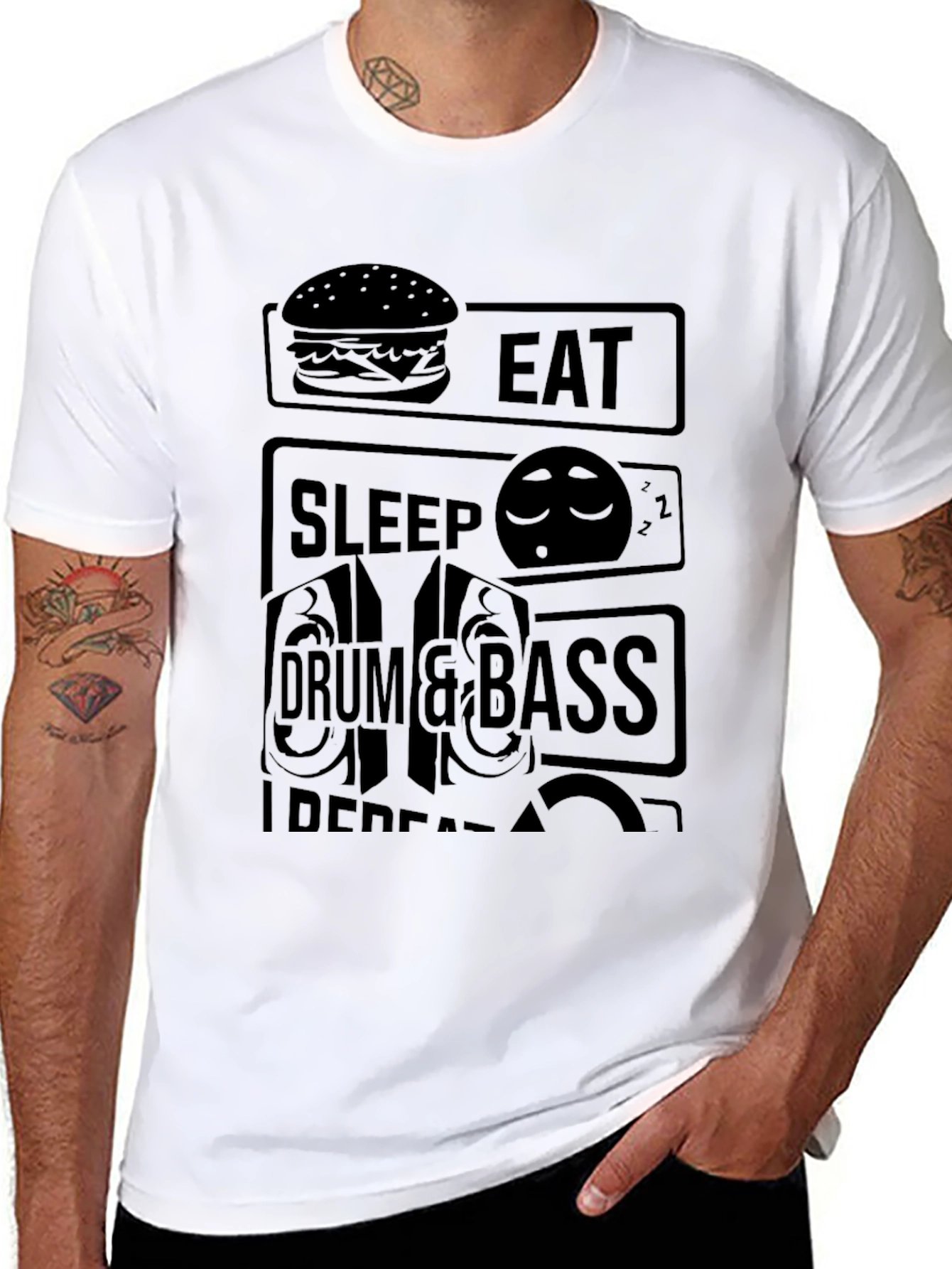 Eat Sleep Drum & Bass Repeat Black T-Shirt