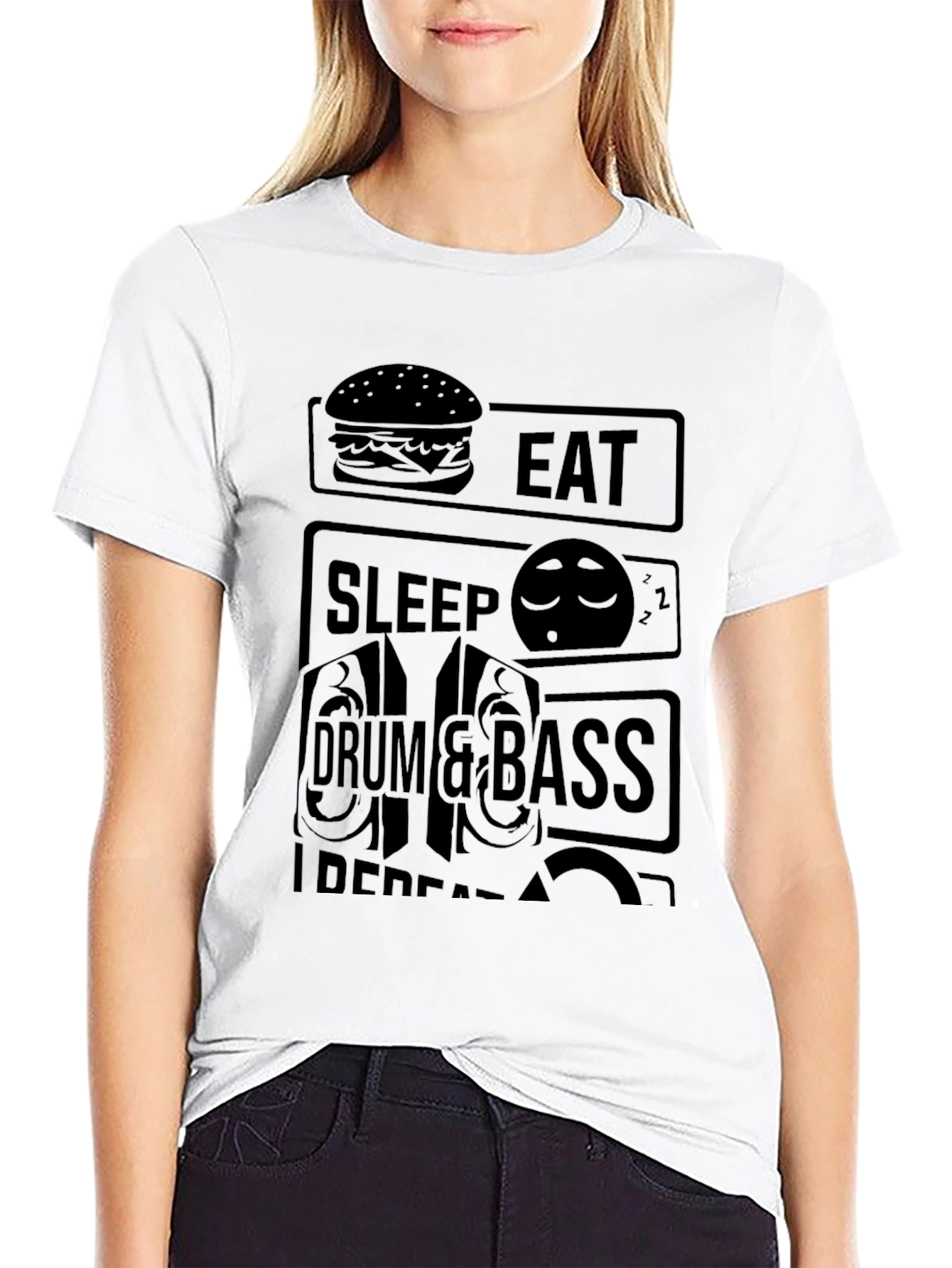 Eat Sleep Drum & Bass Repeat Black T-Shirt