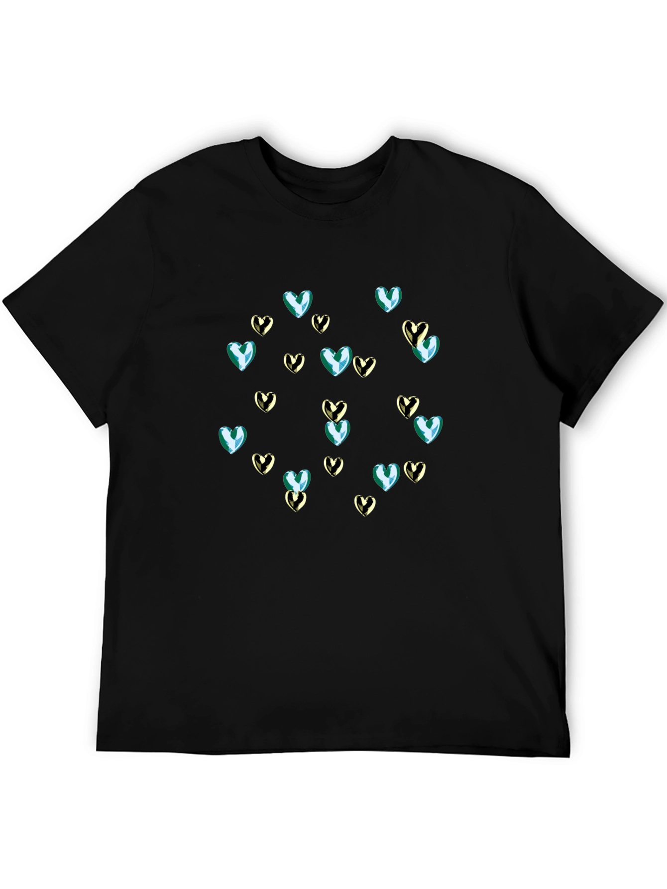 Heart Patterned Black Tee