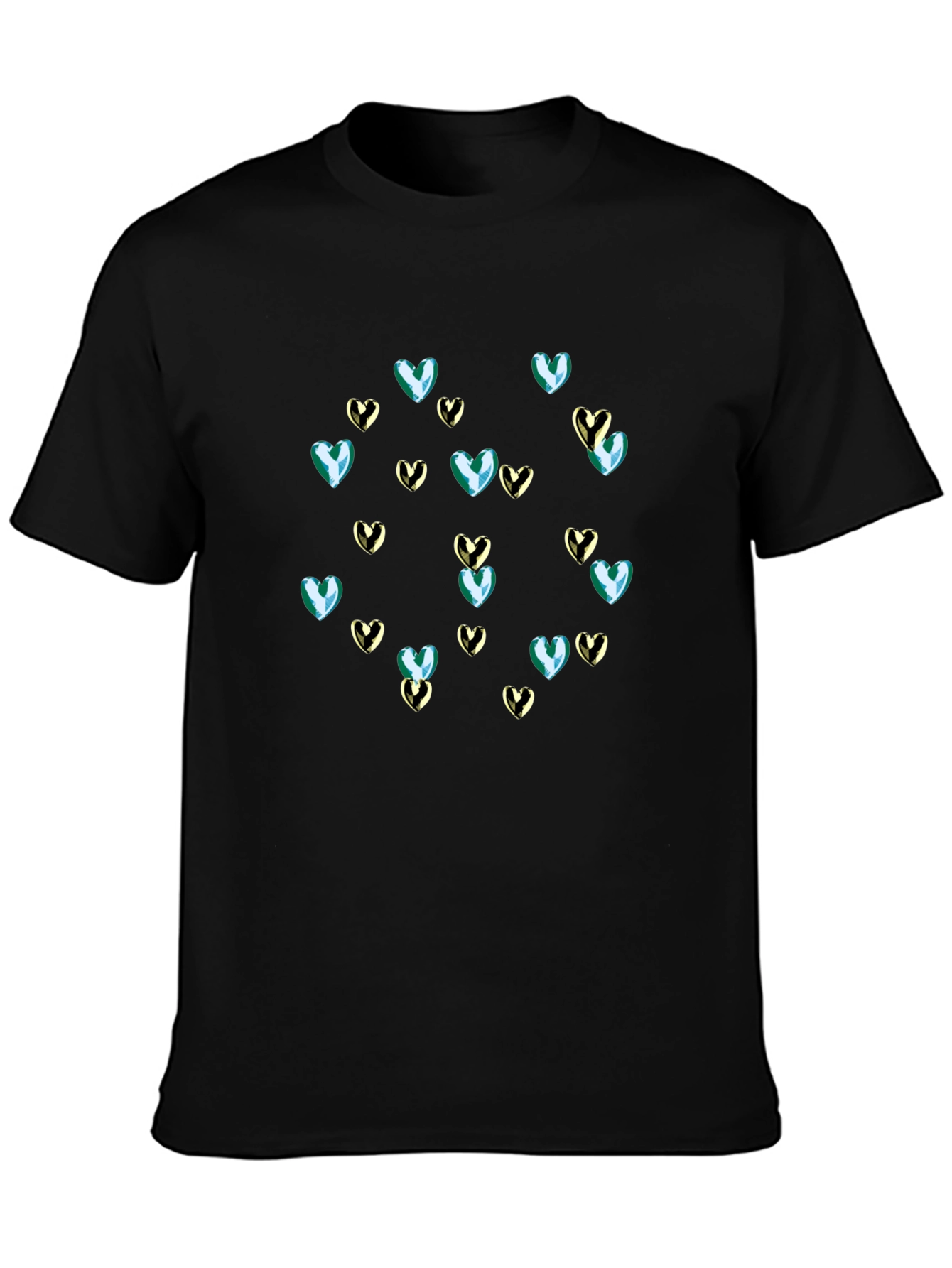 Heart Patterned Black Tee