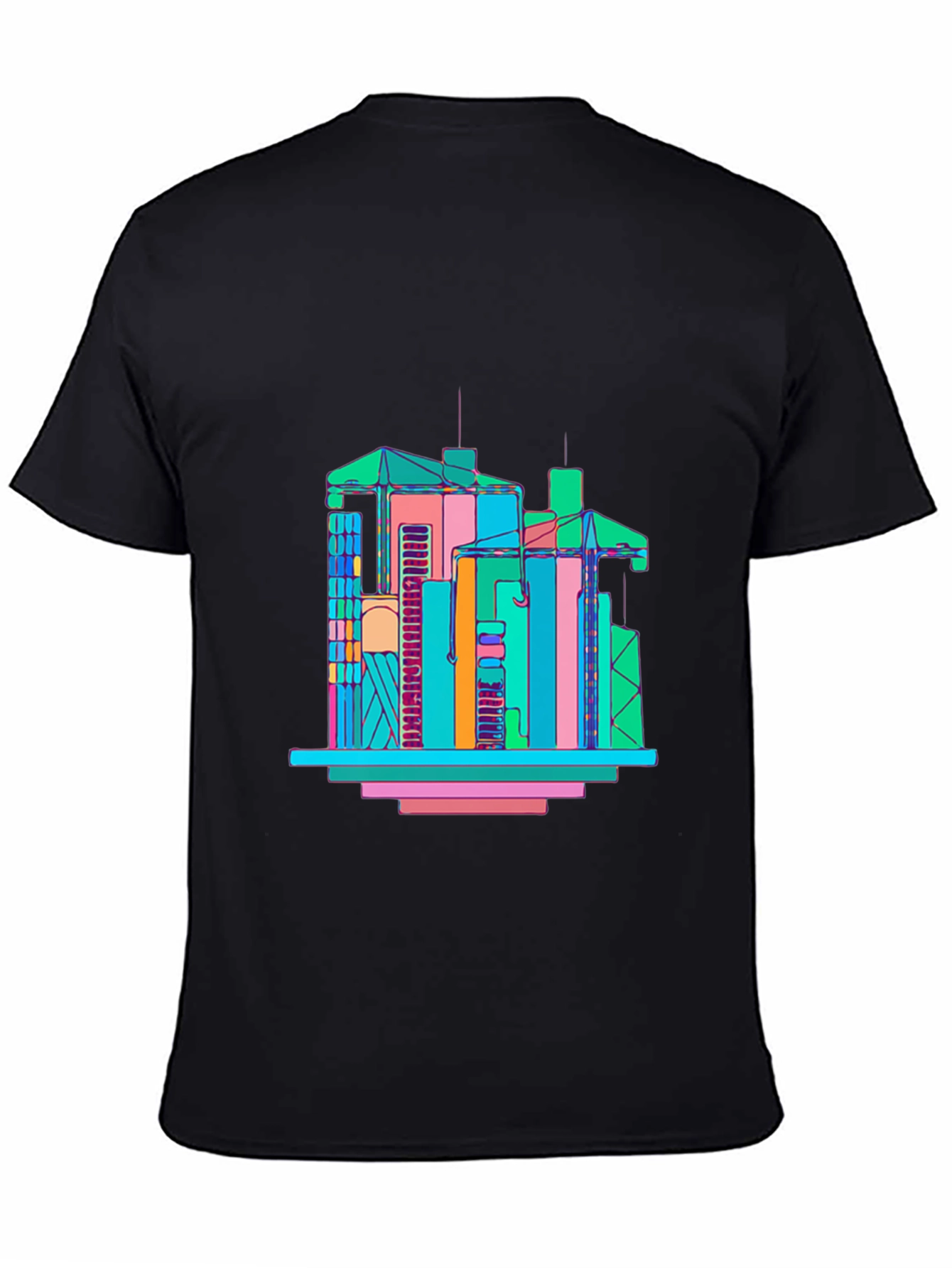 Abstract Building Graphic T-Shirt - Mens Black Tee