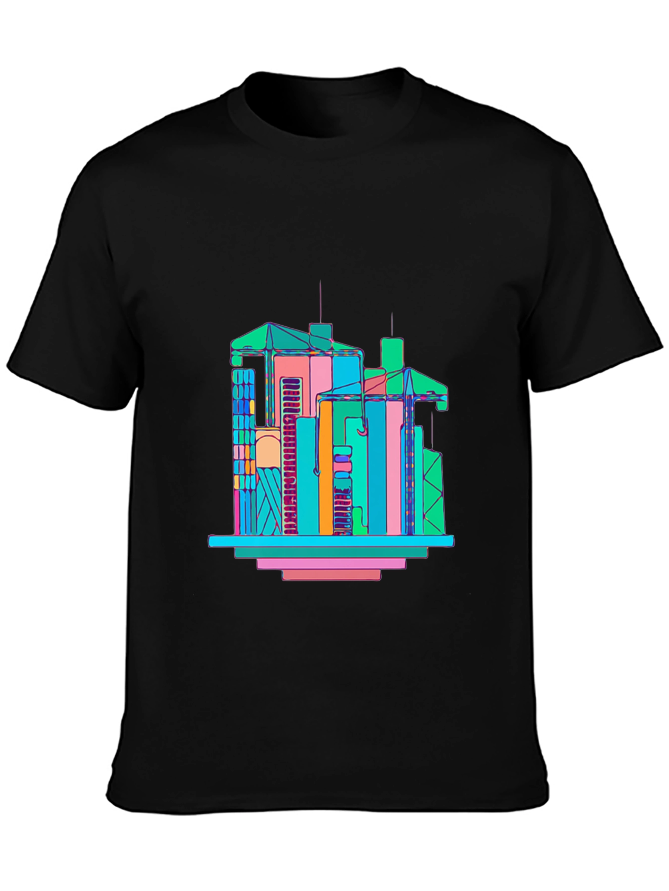 Abstract Building Graphic T-Shirt - Mens Black Tee