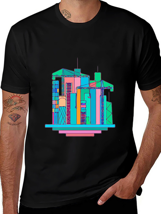 Abstract Building Graphic T-Shirt - Mens Black Tee