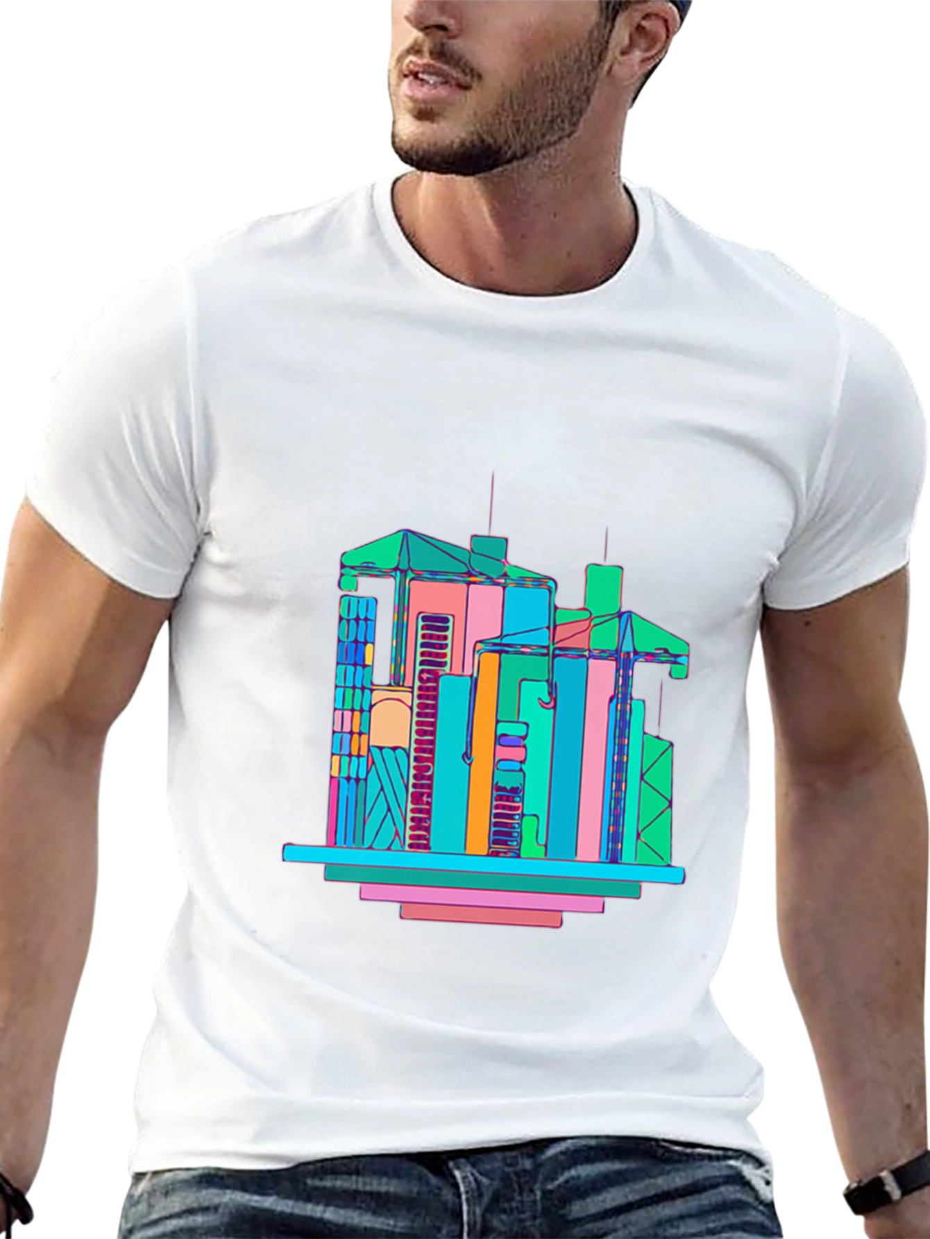 Abstract Building Graphic T-Shirt - Mens Black Tee
