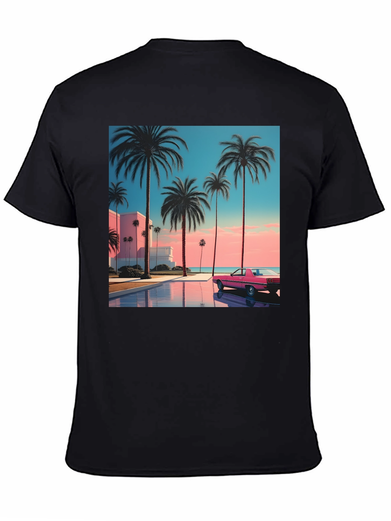 Sunset Palm Tee - Retro Miami Vice Style