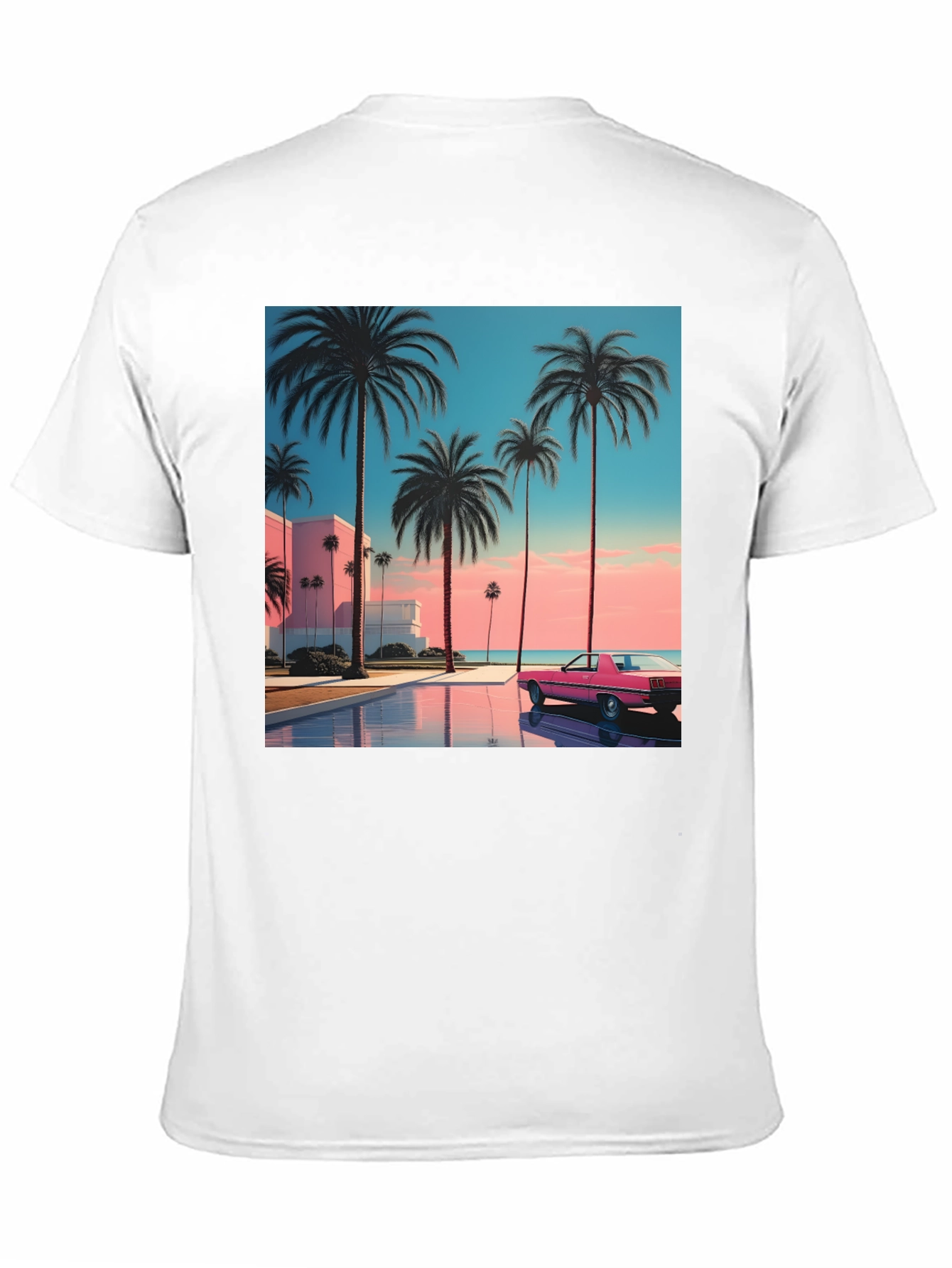Sunset Palm Tee - Retro Miami Vice Style