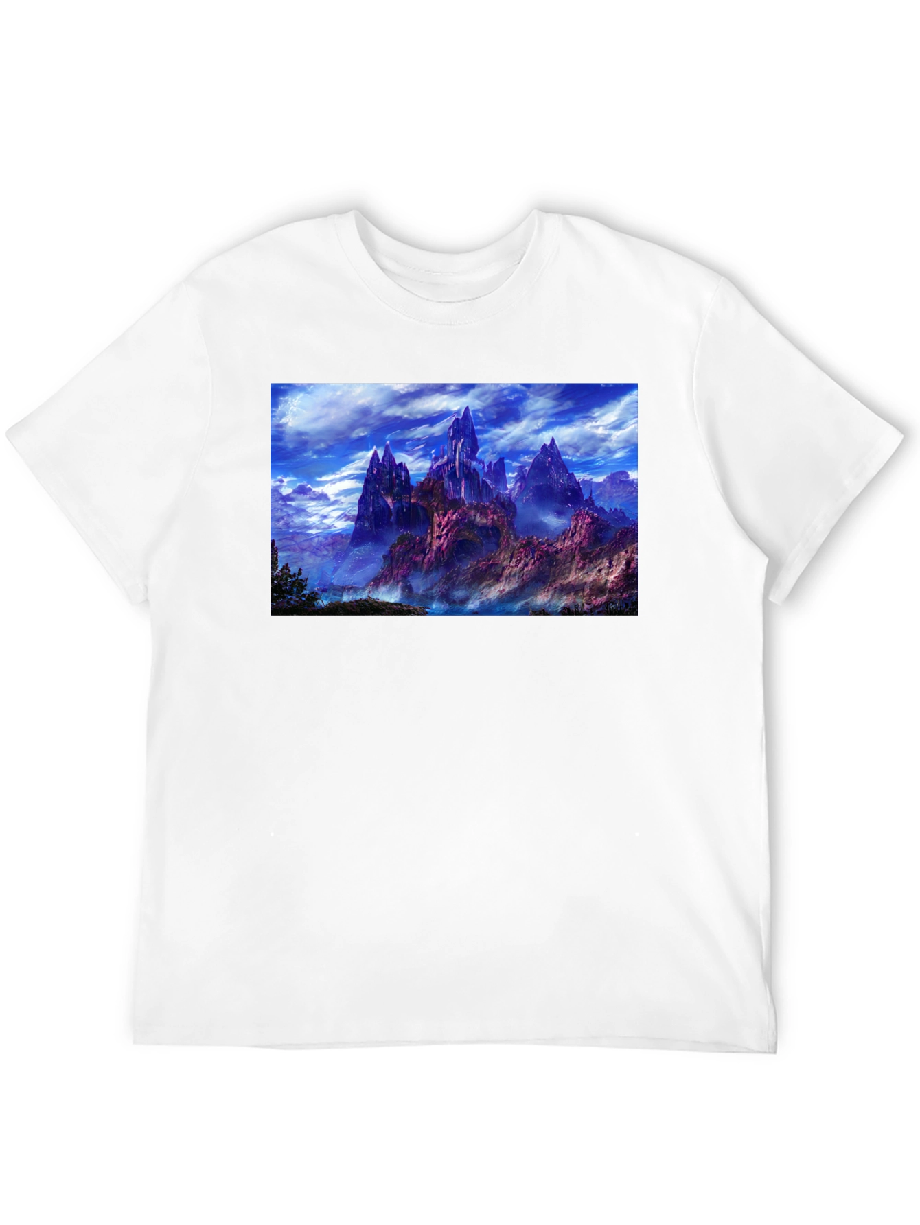 Fantasy Landscape Graphic Print Black T-Shirt