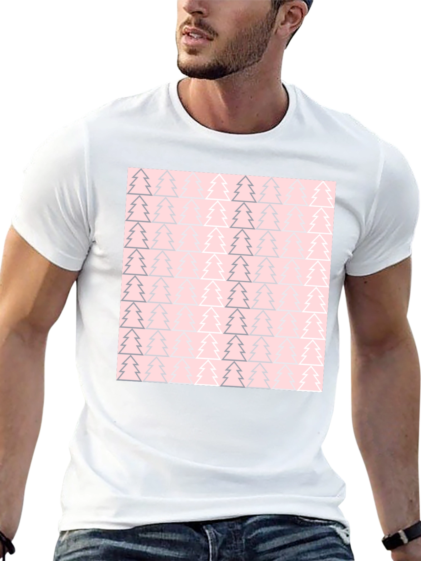 Pink Christmas Tree Pattern T-Shirt
