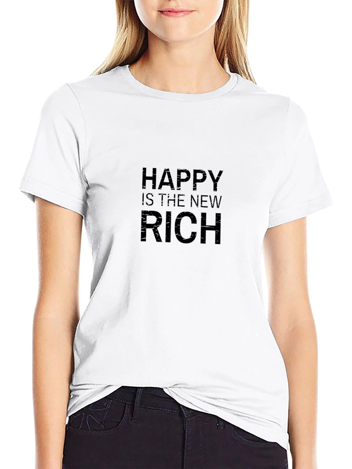 Happy Is The New Rich Black T-Shirt