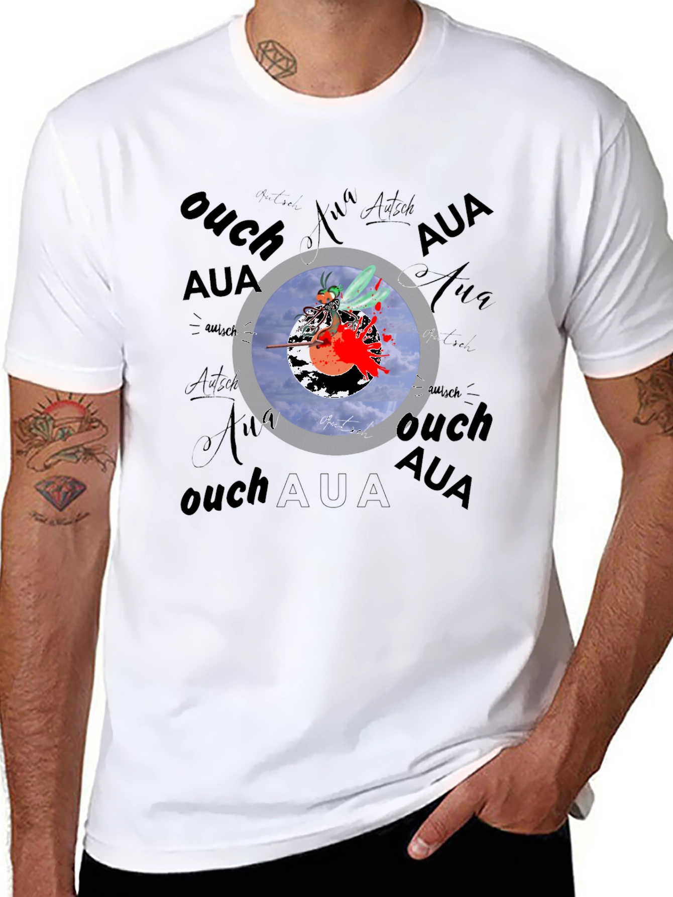 Mosquito Dart T-Shirt - Ouch Aua Design