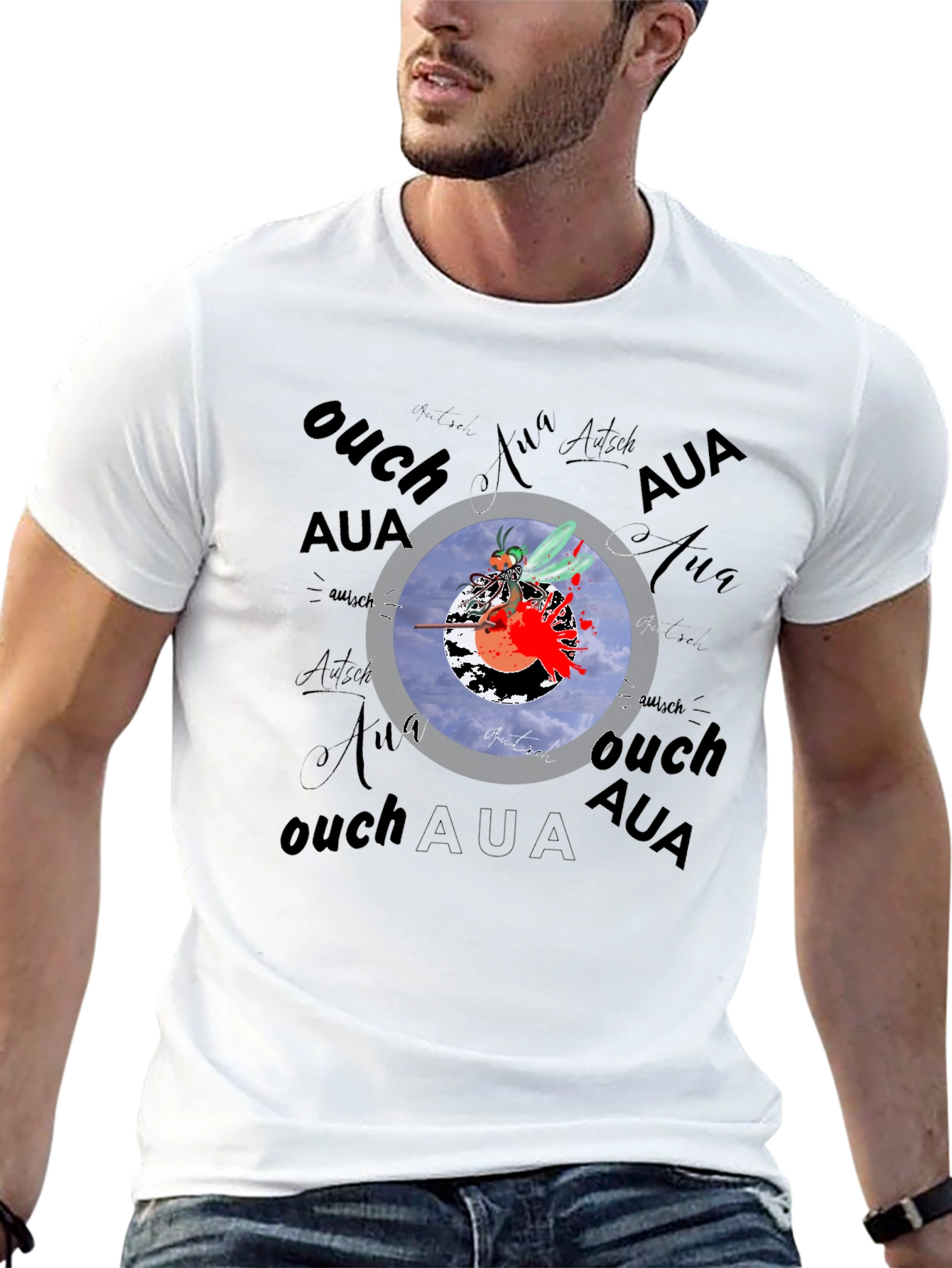 Mosquito Dart T-Shirt - Ouch Aua Design