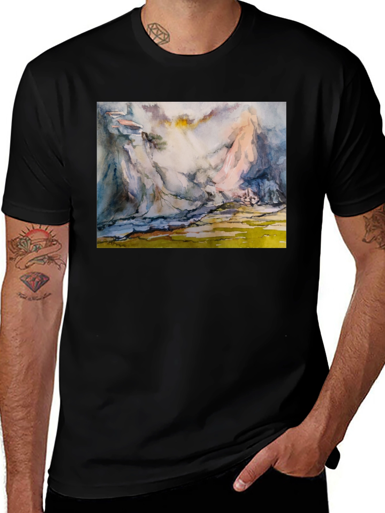 Abstract Mountain Scene T-Shirt