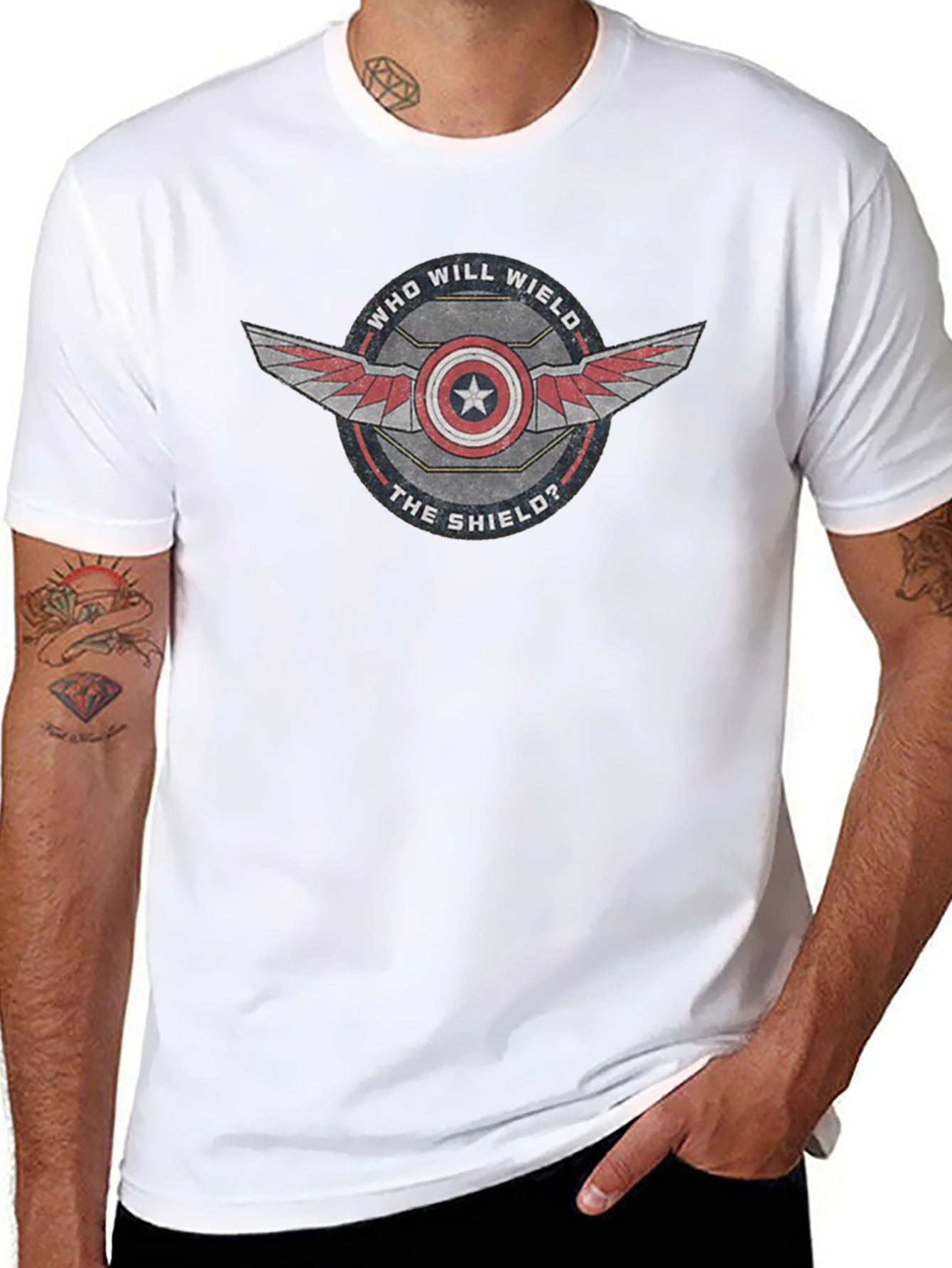 Captain America Who Will Wield The Shield? Black T-Shirt