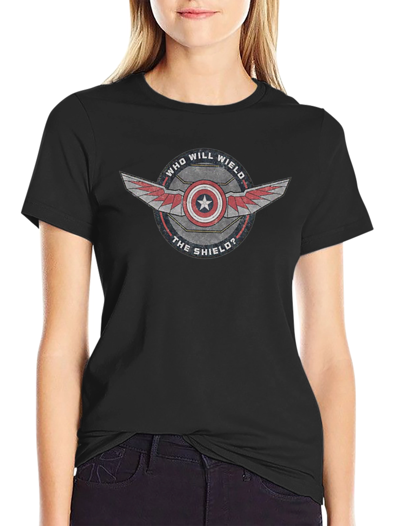 Captain America Who Will Wield The Shield? Black T-Shirt