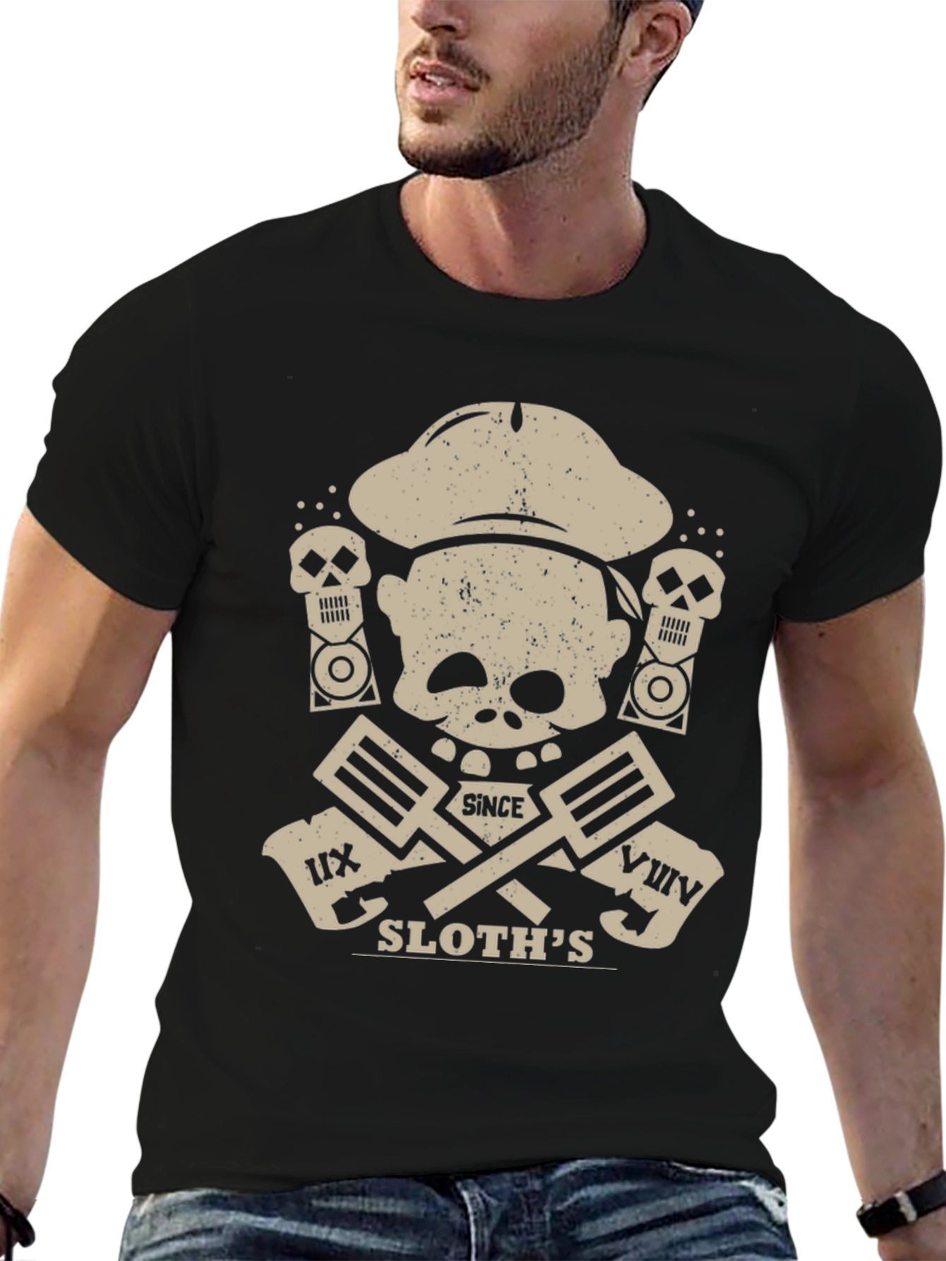 Chef Sloths Skull Graphic T-Shirt