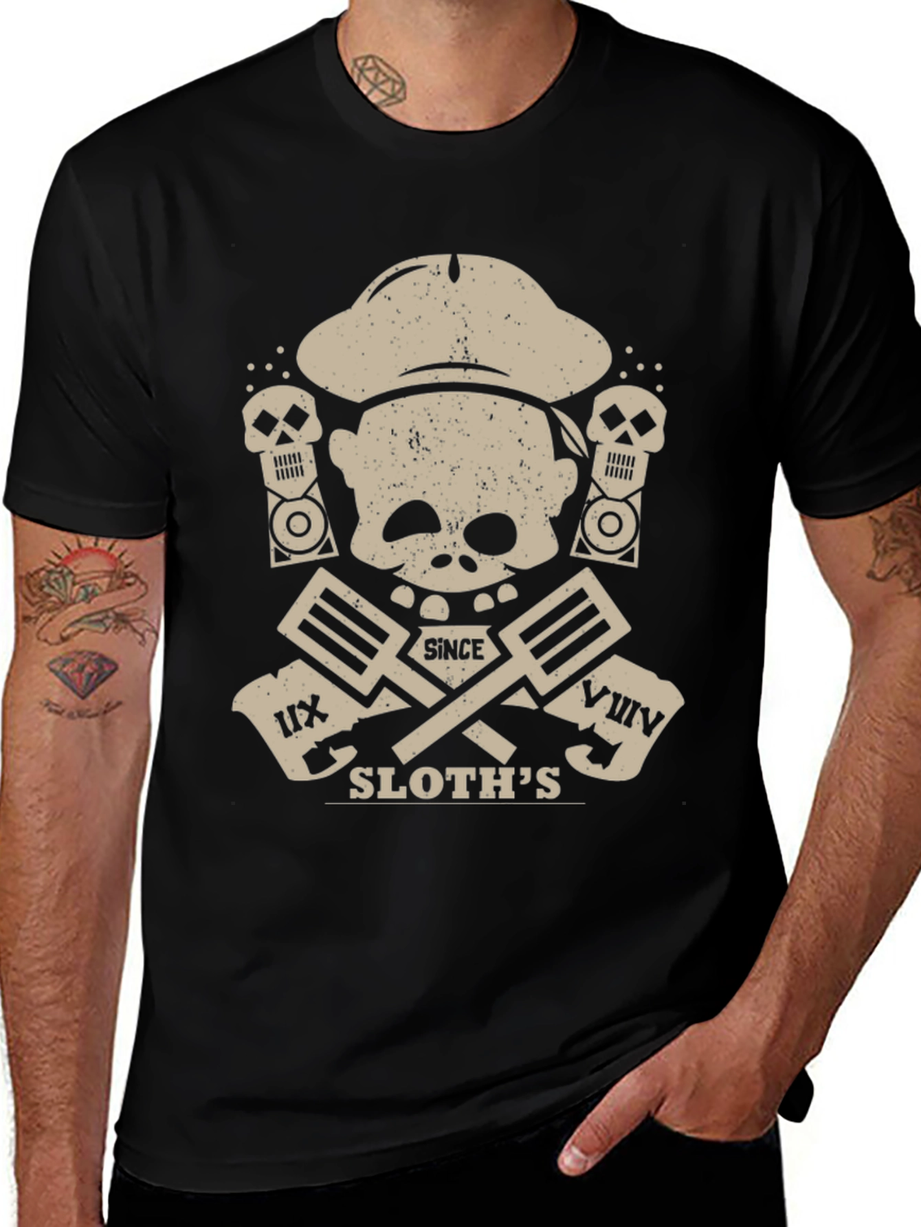 Chef Sloths Skull Graphic T-Shirt