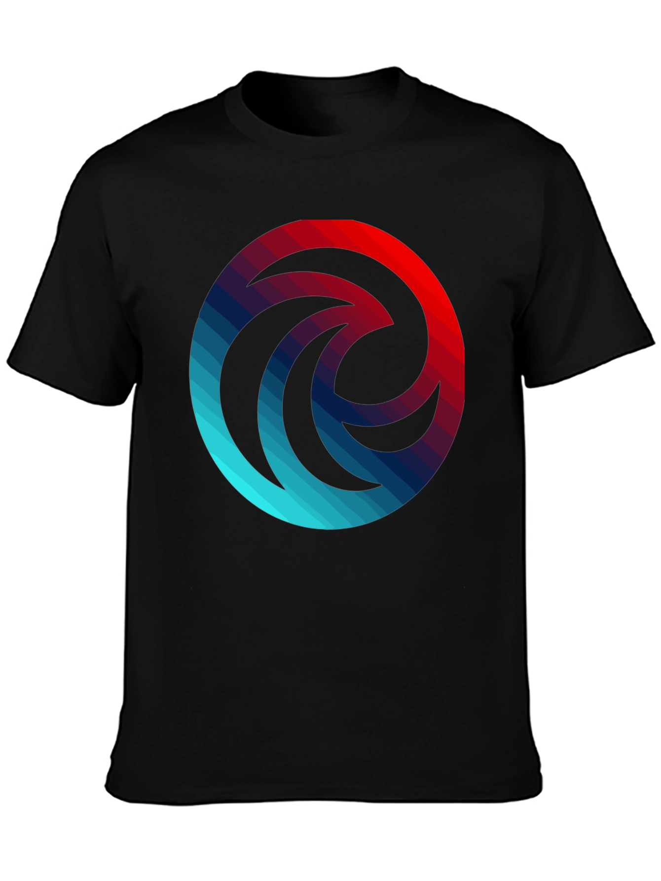 Gradient Wave Circle Graphic Black T-Shirt